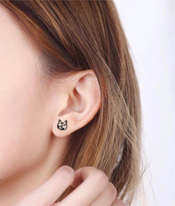 Cat floral stud earrings