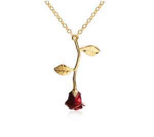 Rose pendant necklace gold or silver