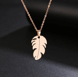 Stainless feather pendant