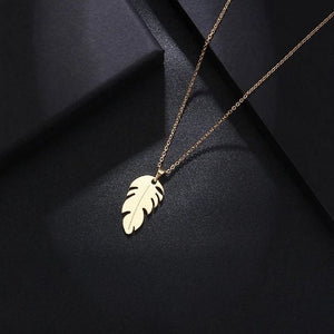 Stainless feather pendant